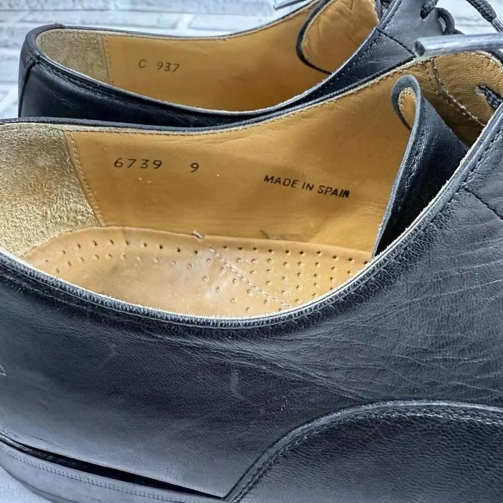 Massimo Emporio Men's Size 9 Black Leather Cap Toe Oxfords Lace Up Dress Shoes